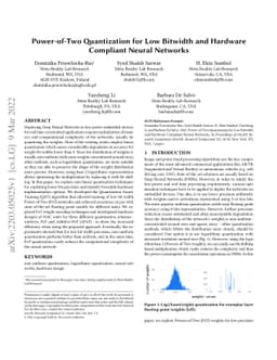 Power-of-Two Quantization for Low Bitwidth and Hardware Compliant Neural
  Networks