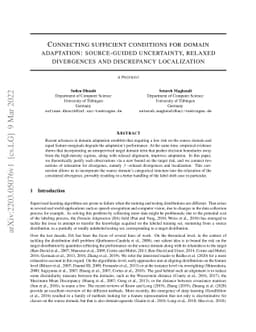 Connecting sufficient conditions for domain adaptation: source-guided
  uncertainty, relaxed divergences and discrepancy localization