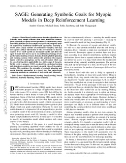 SAGE: Generating Symbolic Goals for Myopic Models in Deep Reinforcement
  Learning