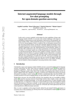 Internet-augmented language models through few-shot prompting for
  open-domain question answering