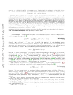 Optimal Methods for Convex Risk Averse Distributed Optimization