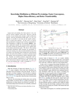 Knowledge Distillation as Efficient Pre-training: Faster Convergence,
  Higher Data-efficiency, and Better Transferability