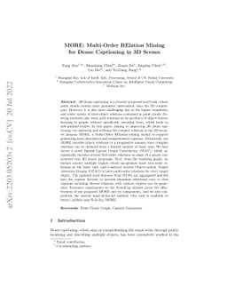 MORE: Multi-Order RElation Mining for Dense Captioning in 3D Scenes