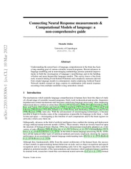 Connecting Neural Response measurements & Computational Models of
  language: a non-comprehensive guide
