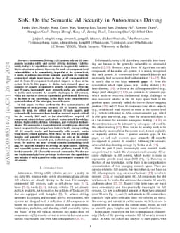 SoK: On the Semantic AI Security in Autonomous Driving