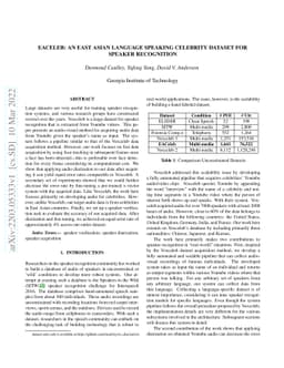 EACELEB: An East Asian Language Speaking Celebrity Dataset for Speaker
  Recognition