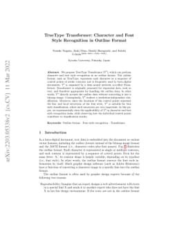 TrueType Transformer: Character and Font Style Recognition in Outline
  Format