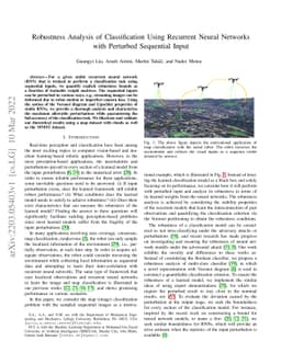 Robustness Analysis of Classification Using Recurrent Neural Networks
  with Perturbed Sequential Input