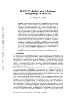 PLATO: Predicting Latent Affordances Through Object-Centric Play