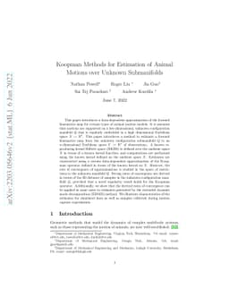 Koopman Methods for Estimation of Animal Motions over Unknown
  Submanifolds