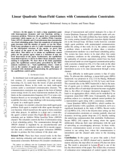 Linear Quadratic Mean-Field Games with Communication Constraints