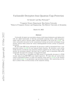 Uncloneable Decryptors from Quantum Copy-Protection