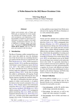 A Weibo Dataset for the 2022 Russo-Ukrainian Crisis