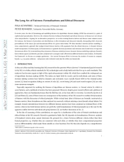 The Long Arc of Fairness: Formalisations and Ethical Discourse