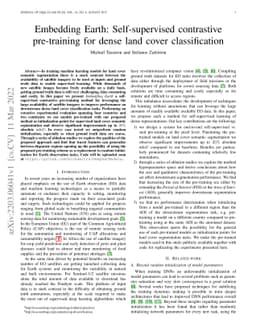 Embedding Earth: Self-supervised contrastive pre-training for dense land
  cover classification