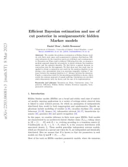 Efficient Bayesian estimation and use of cut posterior in semiparametric
  hidden Markov models