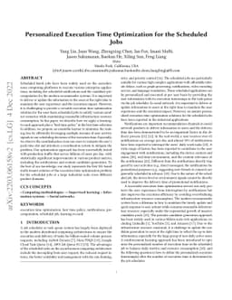 Personalized Execution Time Optimization for the Scheduled Jobs