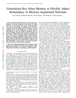 Generalized Key-Value Memory to Flexibly Adjust Redundancy in
  Memory-Augmented Networks