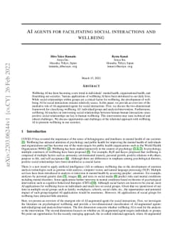 AI agents for facilitating social interactions and wellbeing