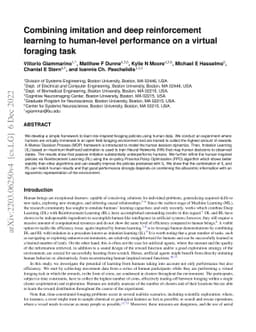 Combining imitation and deep reinforcement learning to accomplish
  human-level performance on a virtual foraging task