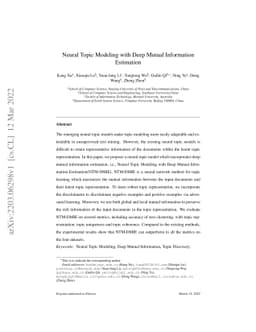 Neural Topic Modeling with Deep Mutual Information Estimation