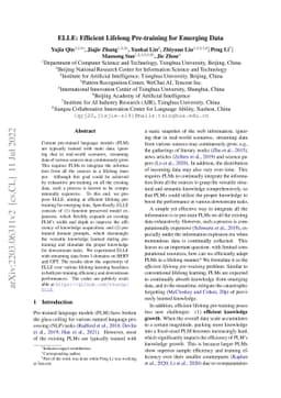 ELLE: Efficient Lifelong Pre-training for Emerging Data