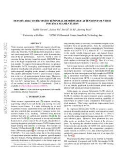 Deformable VisTR: Spatio temporal deformable attention for video
  instance segmentation
