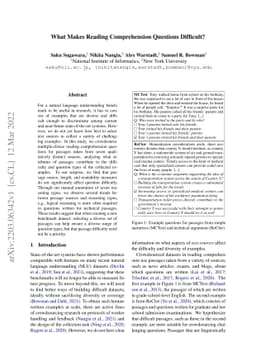 What Makes Reading Comprehension Questions Difficult?