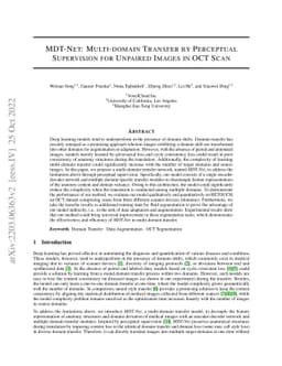 MDT-Net: Multi-domain Transfer by Perceptual Supervision for Unpaired
  Images in OCT Scan