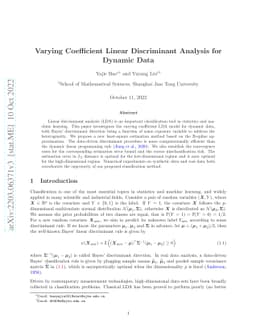 Varying Coefficient Linear Discriminant Analysis for Dynamic Data