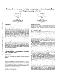 Information retrieval for label noise document ranking by bag sampling
  and group-wise loss
