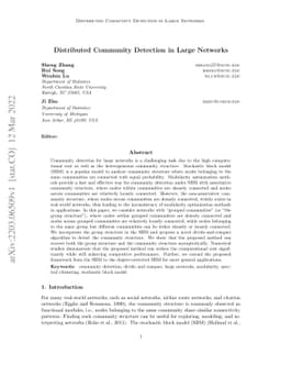 Distributed Community Detection in Large Networks