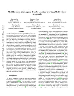 Model Inversion Attack against Transfer Learning: Inverting a Model
  without Accessing It