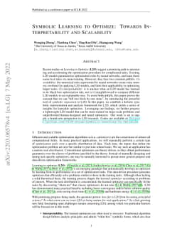 Symbolic Learning to Optimize: Towards Interpretability and Scalability