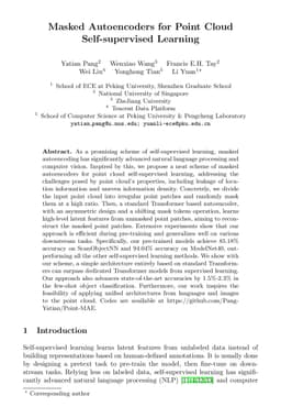 Masked Autoencoders for Point Cloud Self-supervised Learning