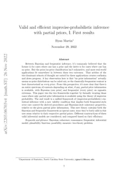 Valid and efficient imprecise-probabilistic inference with partial
  priors, I. First results