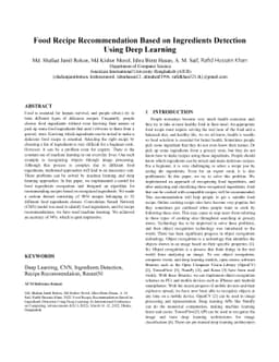 Food Recipe Recommendation Based on Ingredients Detection Using Deep
  Learning