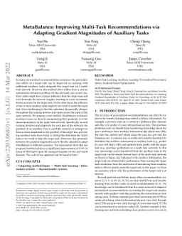 MetaBalance: Improving Multi-Task Recommendations via Adapting Gradient
  Magnitudes of Auxiliary Tasks