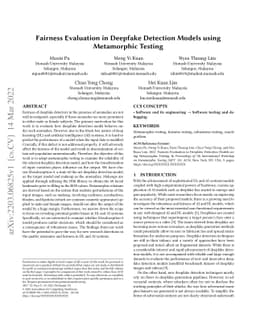 Fairness Evaluation in Deepfake Detection Models using Metamorphic
  Testing