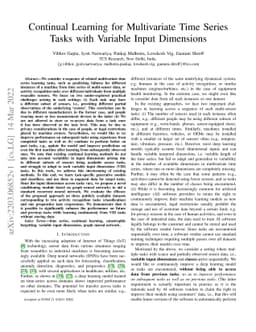 Continual Learning for Multivariate Time Series Tasks with Variable
  Input Dimensions