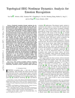 Topological EEG Nonlinear Dynamics Analysis for Emotion Recognition