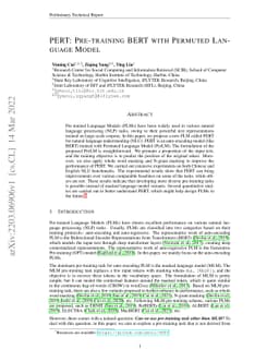 PERT: Pre-training BERT with Permuted Language Model