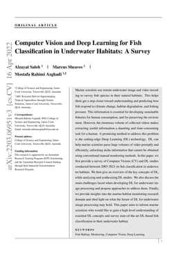Computer Vision and Deep Learning for Fish Classification in Underwater
  Habitats: A Survey