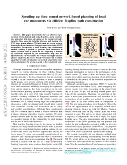 Speeding up deep neural network-based planning of local car maneuvers
  via efficient B-spline path construction