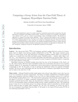Computing a Group Action from the Class Field Theory of Imaginary
  Hyperelliptic Function Fields