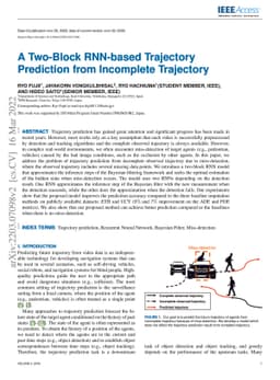 A Two-Block RNN-based Trajectory Prediction from Incomplete Trajectory