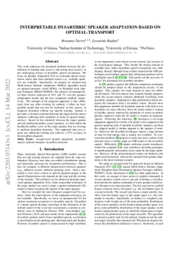 Interpretable Dysarthric Speaker Adaptation based on Optimal-Transport