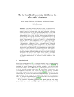 On the benefits of knowledge distillation for adversarial robustness
