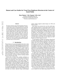 Dataset and Case Studies for Visual Near-Duplicates Detection in the
  Context of Social Media