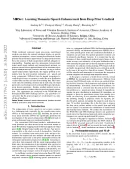 MDNet: Learning Monaural Speech Enhancement from Deep Prior Gradient